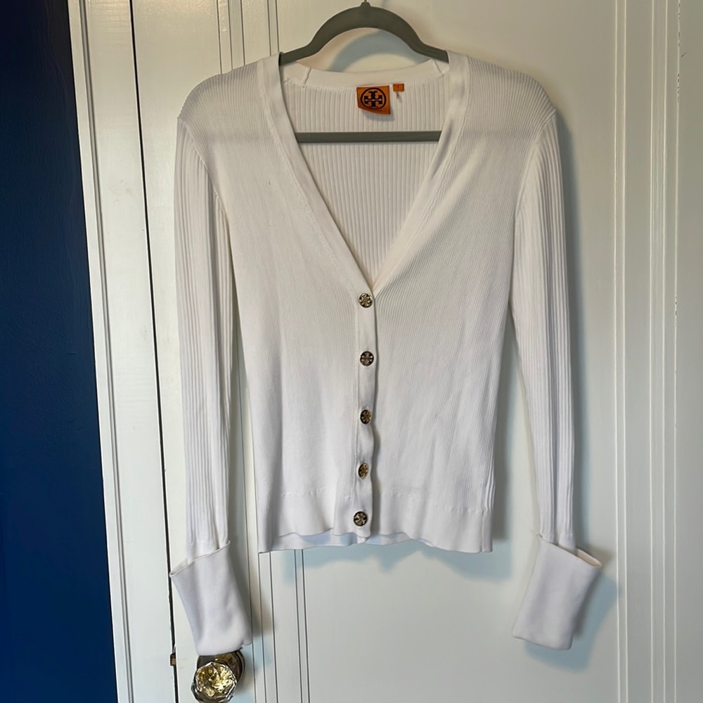 Tory Burch cropped white cardigan
